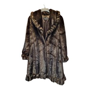 Vintage Jones New York Womens Faux Fur Mink Coat Plush Texture - Size M